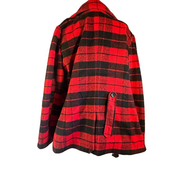 New York & Company Jacket Womens Large Red Plaid Peacoat - Picture 3 of 10